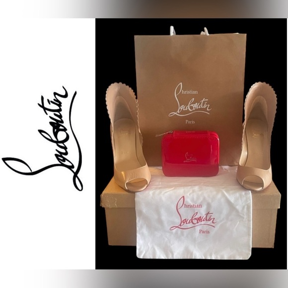Christian Louboutin Pijiona flared collar heels and cosmetic case - Picture 1 of 16